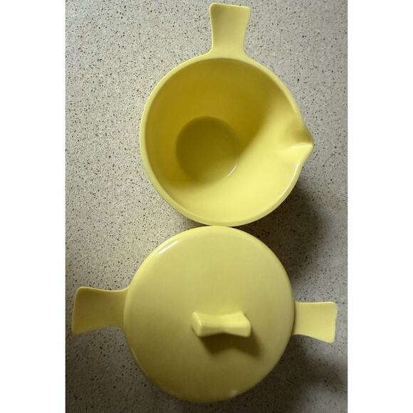 Vtg 50s 60s Stetson Melmac Lemon Yellow Cream & Sugar Lid Bowl Atomic Retro - Picture 2 of 5